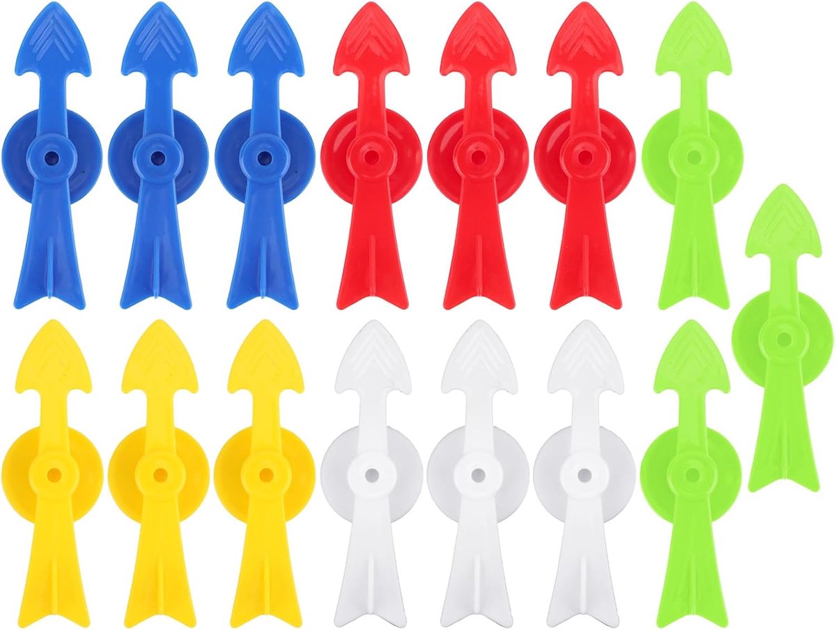 15st Pijlspel Spinners, 7,2cm 5 Kleuren V-Vormige Plastic Spel Spinner Pointers Bordspel Vervangende Stukken voor Klasactiviteiten Doe-Het-Zelfprojecten Educatieve Hulpmiddelen