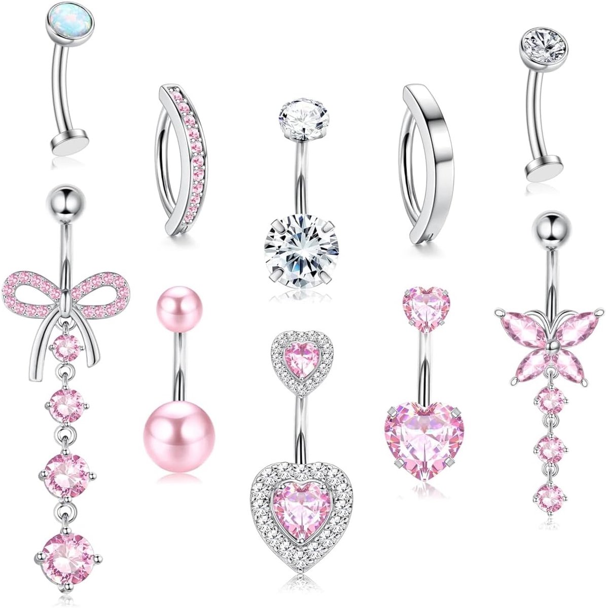 10 stuks roze piercing navel, lange navelpiercing