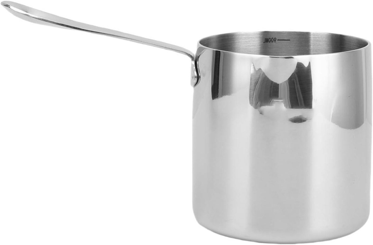 Mini Frituurpan - Steelpan Melkwarmer - Kleine Keuken - 304 Roestvrij Staal - 22.5x11x10.5cm - Zilver