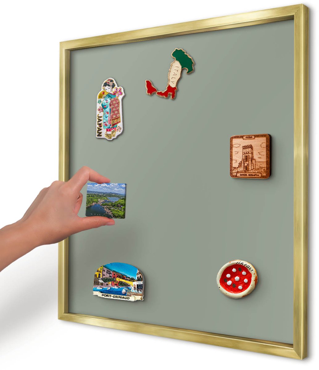 Artprintcave Groente Magneetbord mit Gouden Frame - 50x50 cm - Verstandig Notitiebord - Minimalist Memobord Keuken - Achtergronden En Patronen