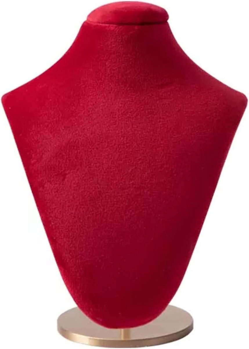 Sieraden Buste Stand - Hanger Display - Sieraden Tonen - Fluwelen Afwerking - 1 Stuk - Rood