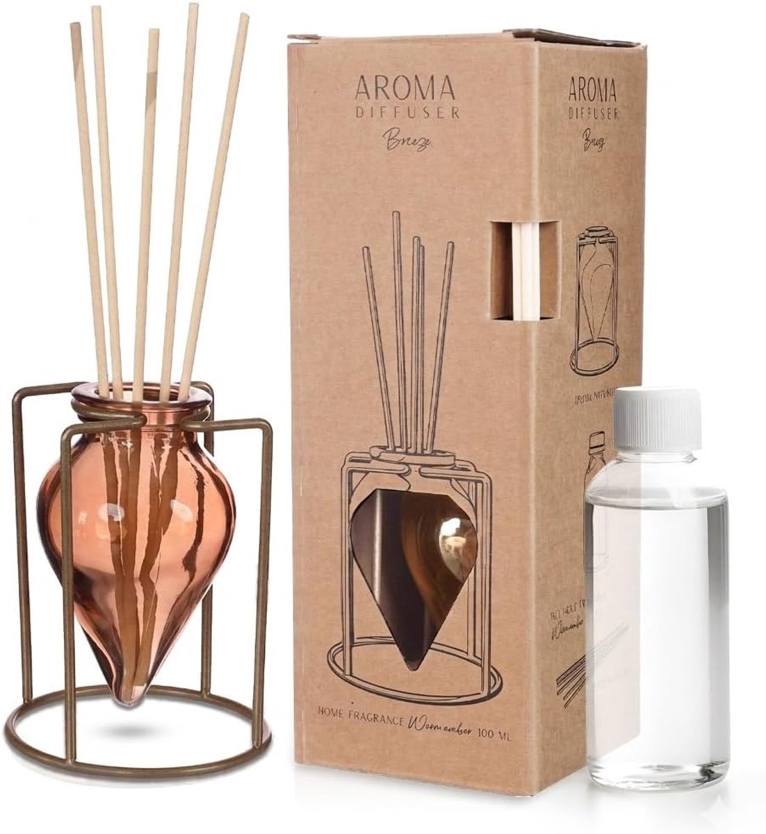 Geurstokjes voor in huis - Premium glazen diffuser 100 ml - 5 stokjes - ShopVlot