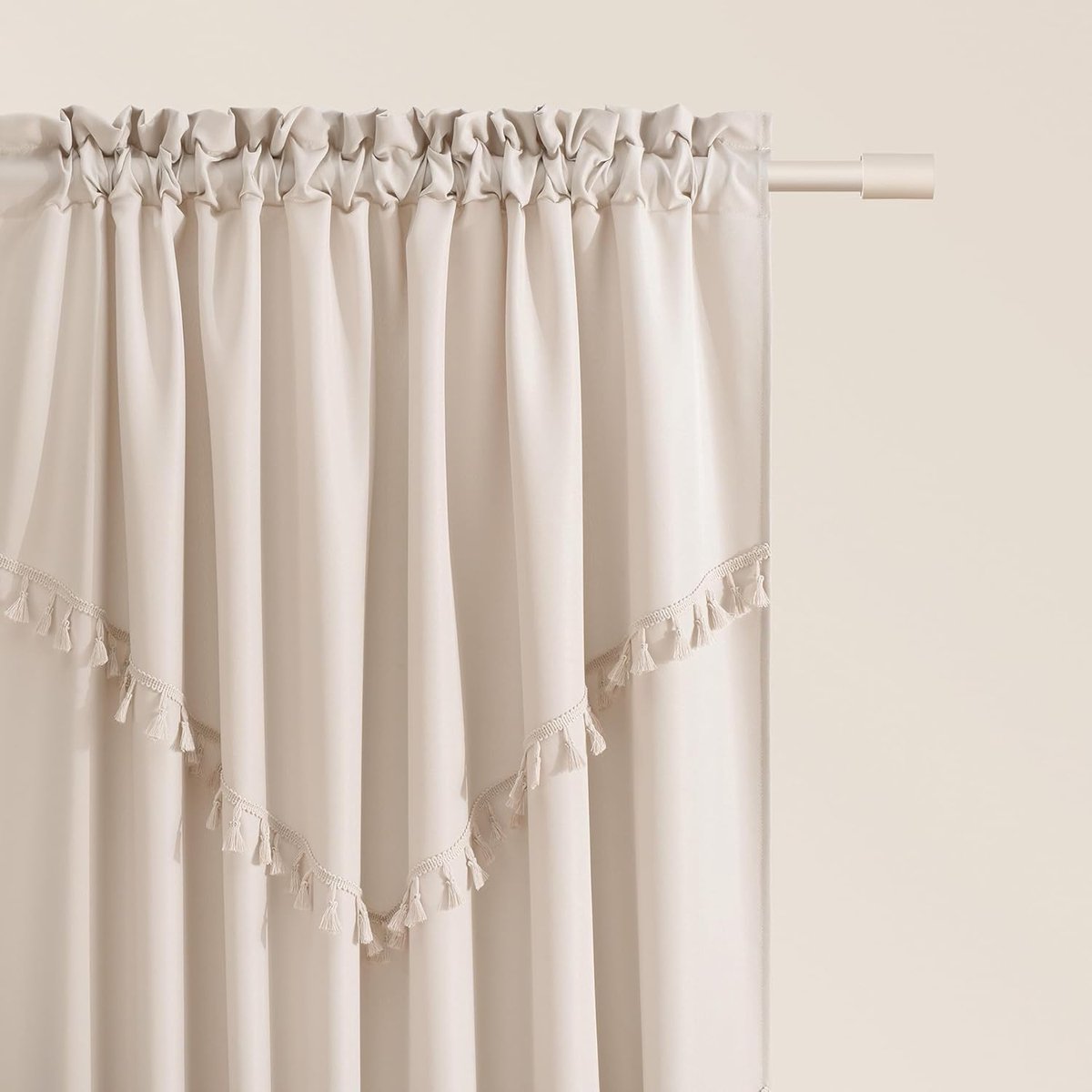Gordijn Semi-Transparant 140 x 260 cm - Lichtbeige met Rimpelband - Modern Design - Ideaal voor Woonkamer of Slaapkamer - ShopVlot