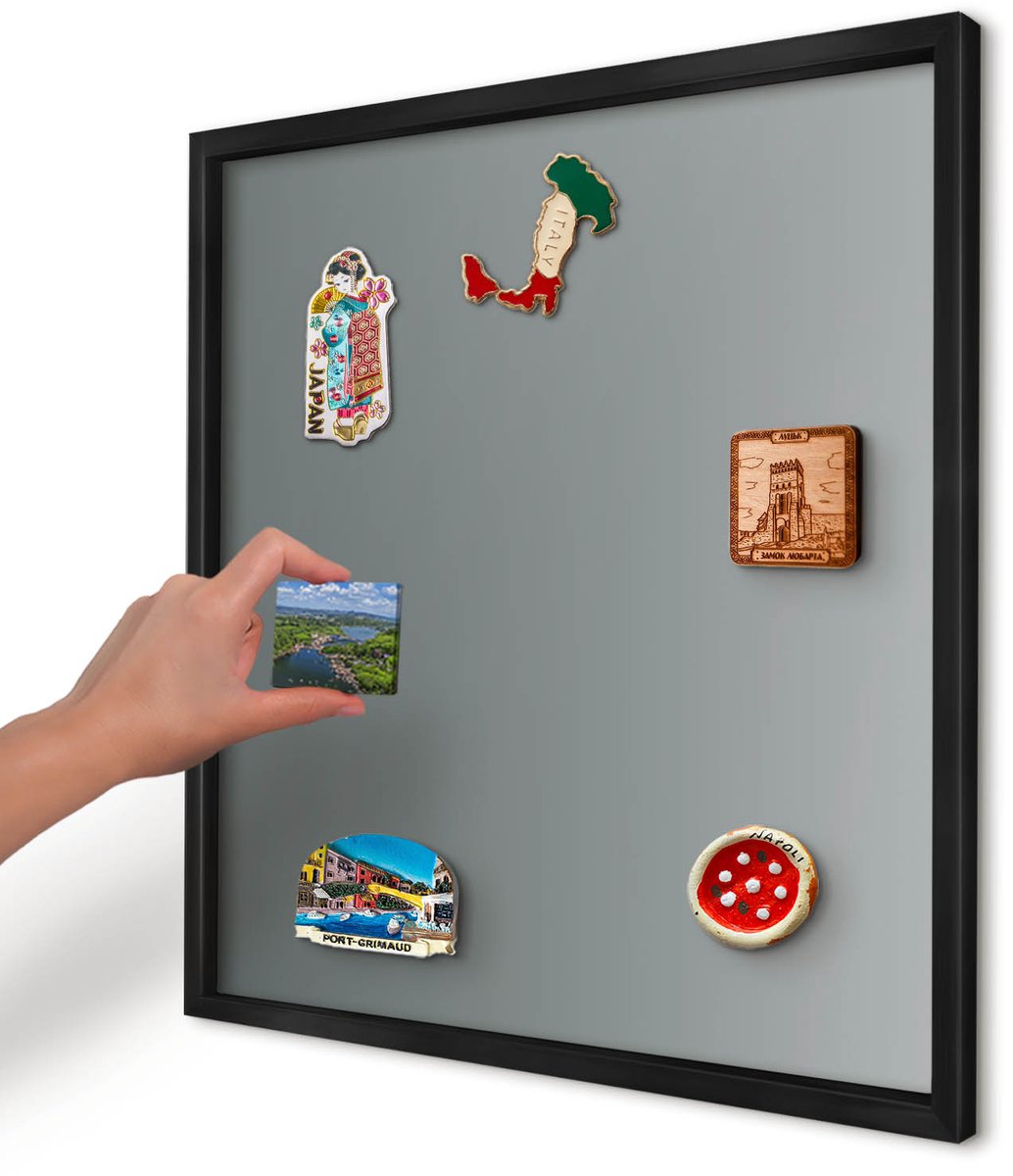 Artprintcave Grijs Magneetbord mit Zwart Frame - 50x50 cm - Blauwe Gradiënt Magneet Bord mit Frame - Minimalist Notitiebord - Achtergronden En Patronen