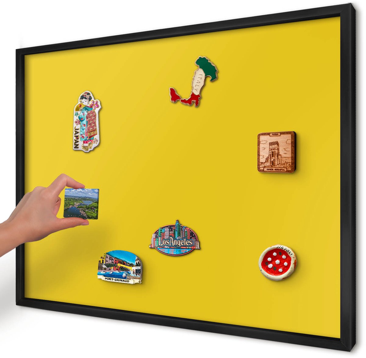 Artprintcave Geel Magneetbord mit Zwart Frame - 70x50 cm - Intens Geel Magnetisch Bord Voor Magneten - Minimalist Magneet Bord mit Frame - Achtergronden En Patronen