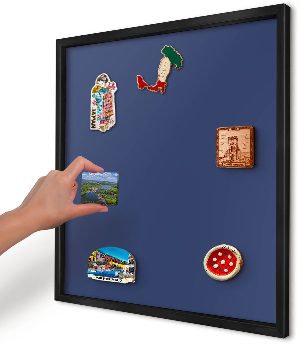 Artprintcave Marine Magneetbord mit Zwart Frame - 50x50 cm - Levendig Marineblauw Magnetisch Bord Voor Magneten - Minimalist Bord Voor Magneten - Achtergronden En Patronen