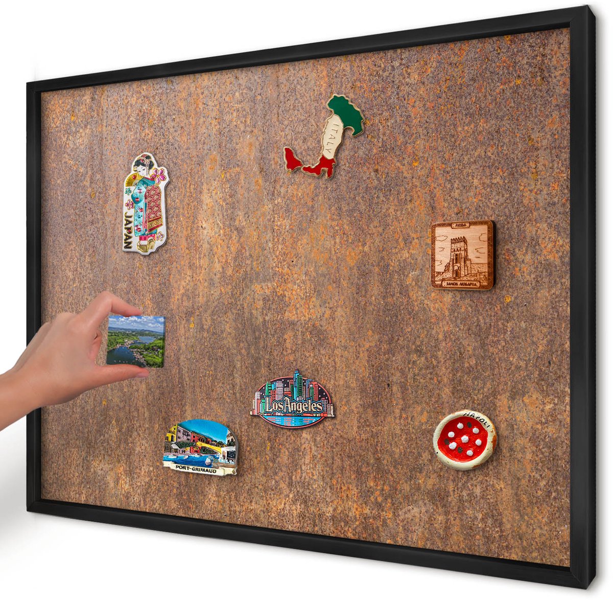 Artprintcave Bruin Magneetbord mit Zwart Frame - 70x50 cm - Roestige Elegantie Bord Voor Magneten - Industrieel/Loft Magnetisch Bord Voor Magneten - Texturen