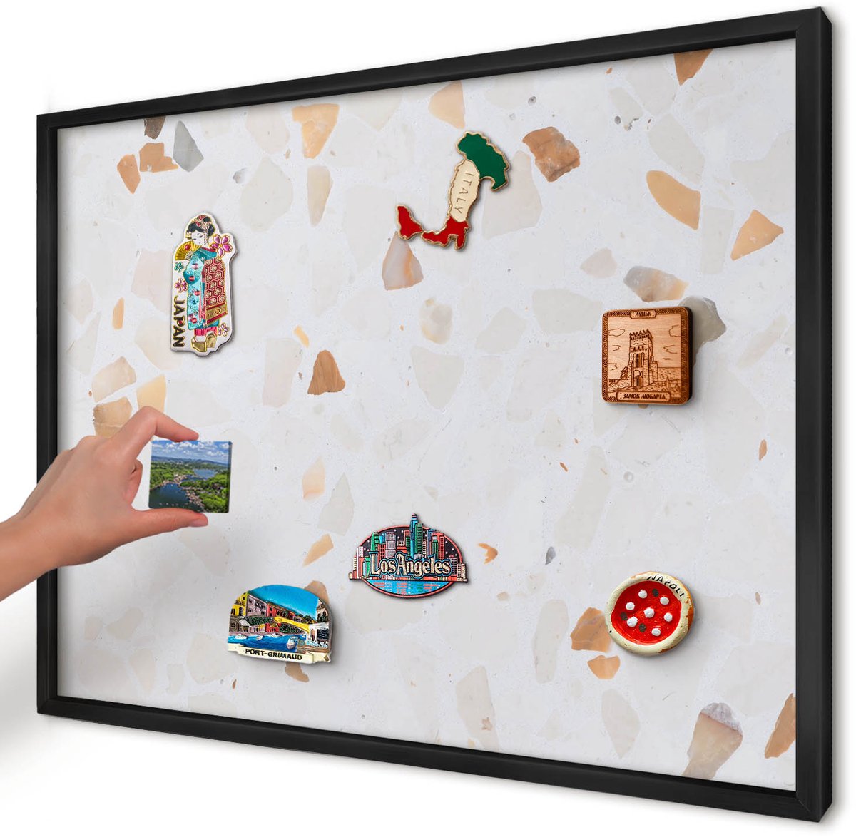 Artprintcave Wit Magneetbord mit Zwart Frame - 70x50 cm - Warm Mozaïek Magneet Bord mit Frame - Modern Magneetbord Voor Keuken - Teksten