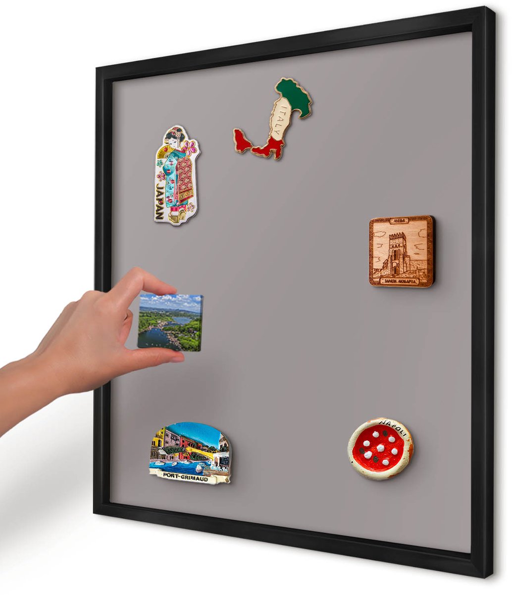 Artprintcave Paars Magneetbord mit Zwart Frame - 50x50 cm - Asgrijs Notitiebord - Minimalist Magneetbord Voor Foto's - Achtergronden En Patronen