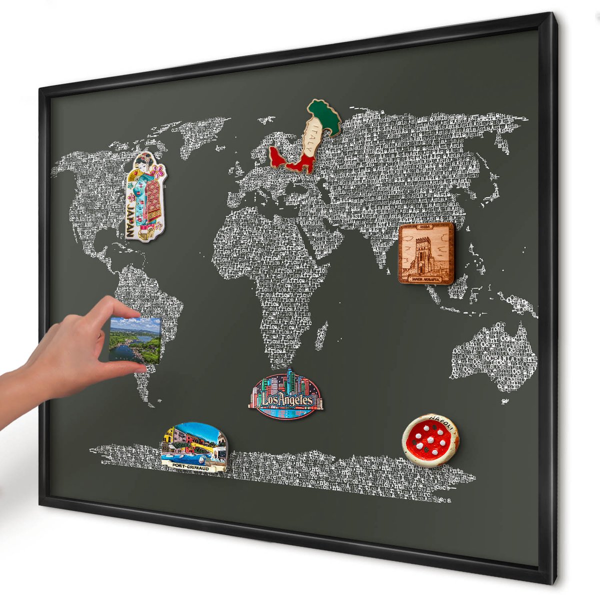 Artprintcave Groente Magneetbord mit Zwart Frame - 80x60 cm - Tekstkaart Wandbord Magnetisch - Typografisch Bord Voor Magneten - Kaarten