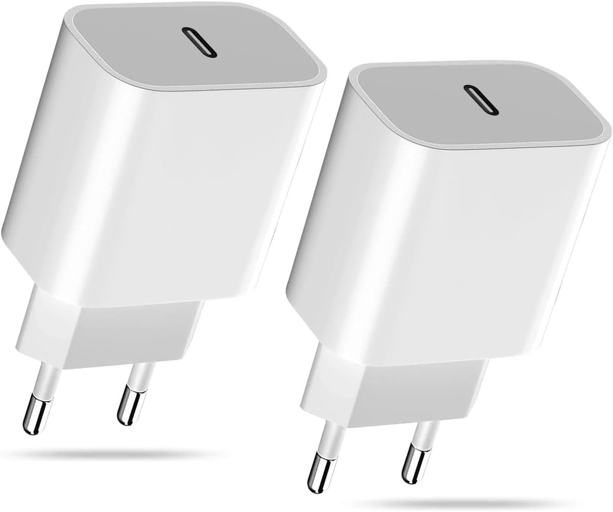 20W Usb-C Oplader voor iPhone, 2-Pack Usb-C Voedingsadapters voor
