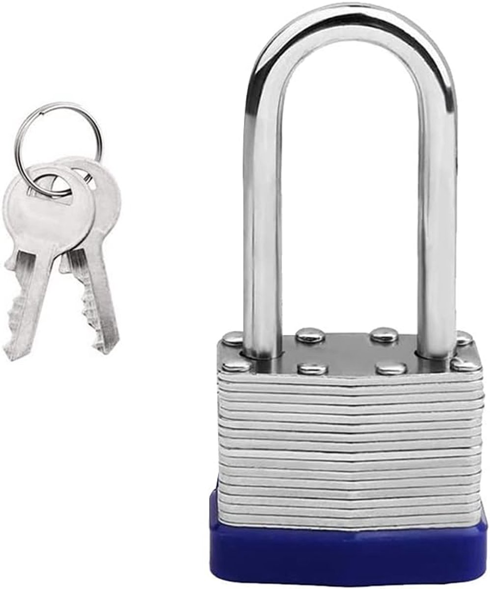 SnelShoppen - Stalen Hangslot met Sleutels, Lang Hengslot Zware Kwaliteit, Weerbestendig Hangslot voor Tuinhuis, Garage, Omheining, Opslagunits, Buite