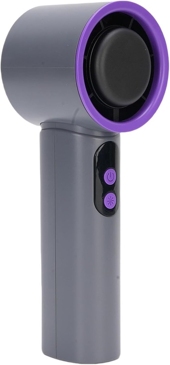SnelShoppen - Handheld Ventilator Turbo Mini Fan met Koelpad, Draagbare Oplaadbare 3600mAh, Ideaal voor Reizen, Kamperen en Buitenactiviteiten (Grijs