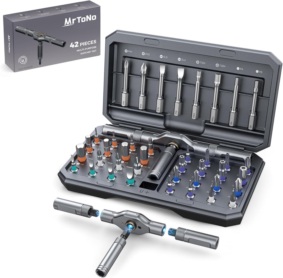 SnelShoppen - 42-in-1 Magnetische Schroevendraaier Set, Multifunctionele Ratelschroevendraaier met Opslagdoos, Ideaal voor Computer, Fietsen, Horloges