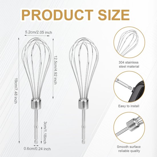 SnelShoppen - 2 Stuks Handmixer Accessoires RVS Handmixer Bevestigingen Voor Hamilton Beach Handmixer 62682RZ 62692 62695V 64699 - Duurzaam en Betrouw — afbeelding 5