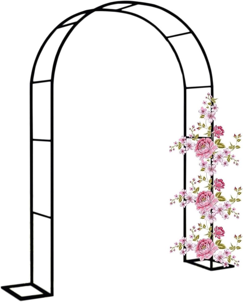 Metalen Tuinboog - Rozenboog Klimplantenboog - Tuindecoratie Creëren - Gegalvaniseerde Staalconstructie - 240 x 220 cm - Zwart