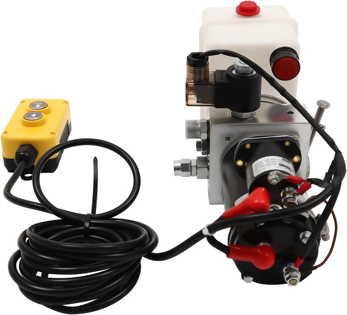 Hydraulische Pomp - Hefpomp Aggregaat - Aanhanger Kippen - 12V Koper Motor - 1.5L Tank - Zwart Zilver