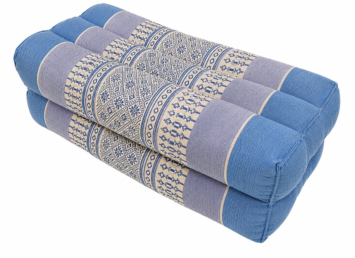 Fine Asianliving Thais Kussen Neksteun Rug Hoofd Meditatie Yoga Blok Blauw Kapok 35x15x10cm Meditatie Mat Matras