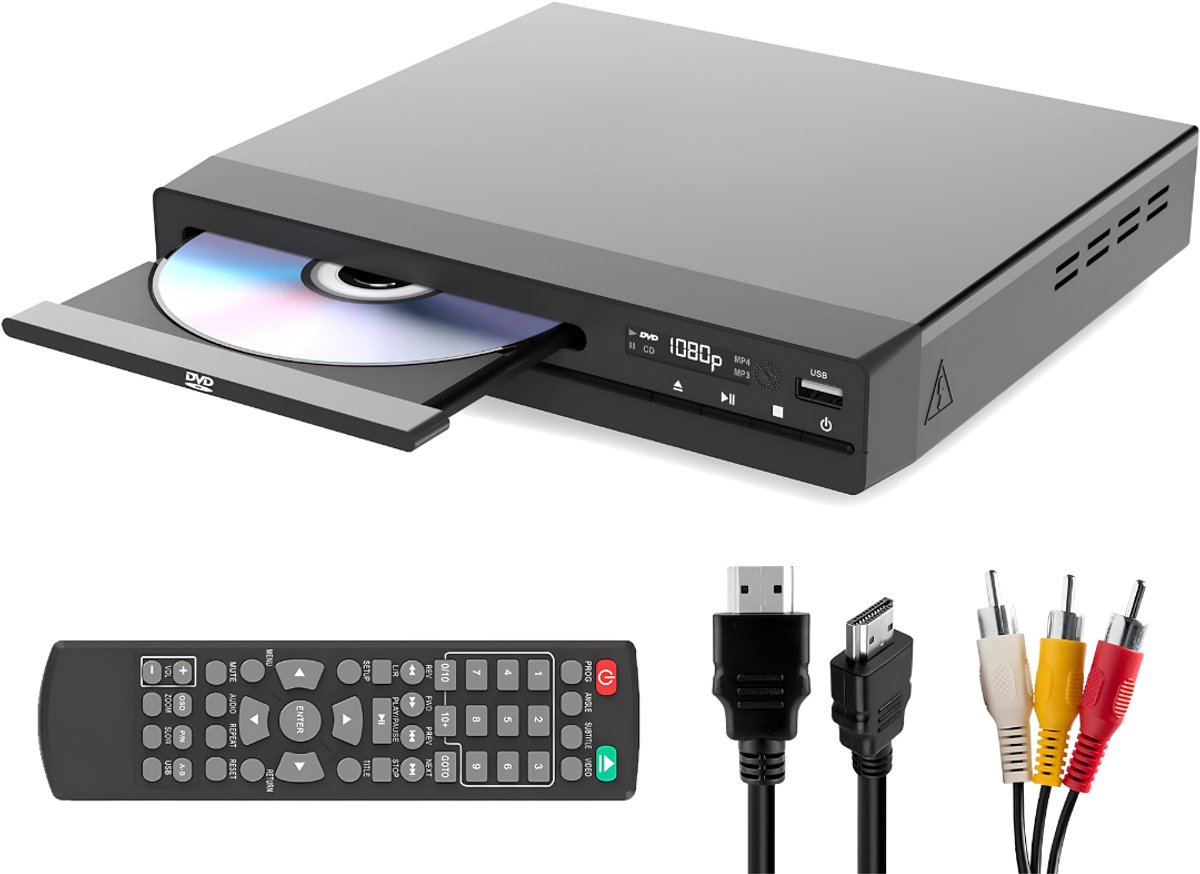JCP® Dvd Speler - Dvd Speler voor Tv - Dvd Speler met HDMI - Zwart - 30cm x 25cm x 8cm