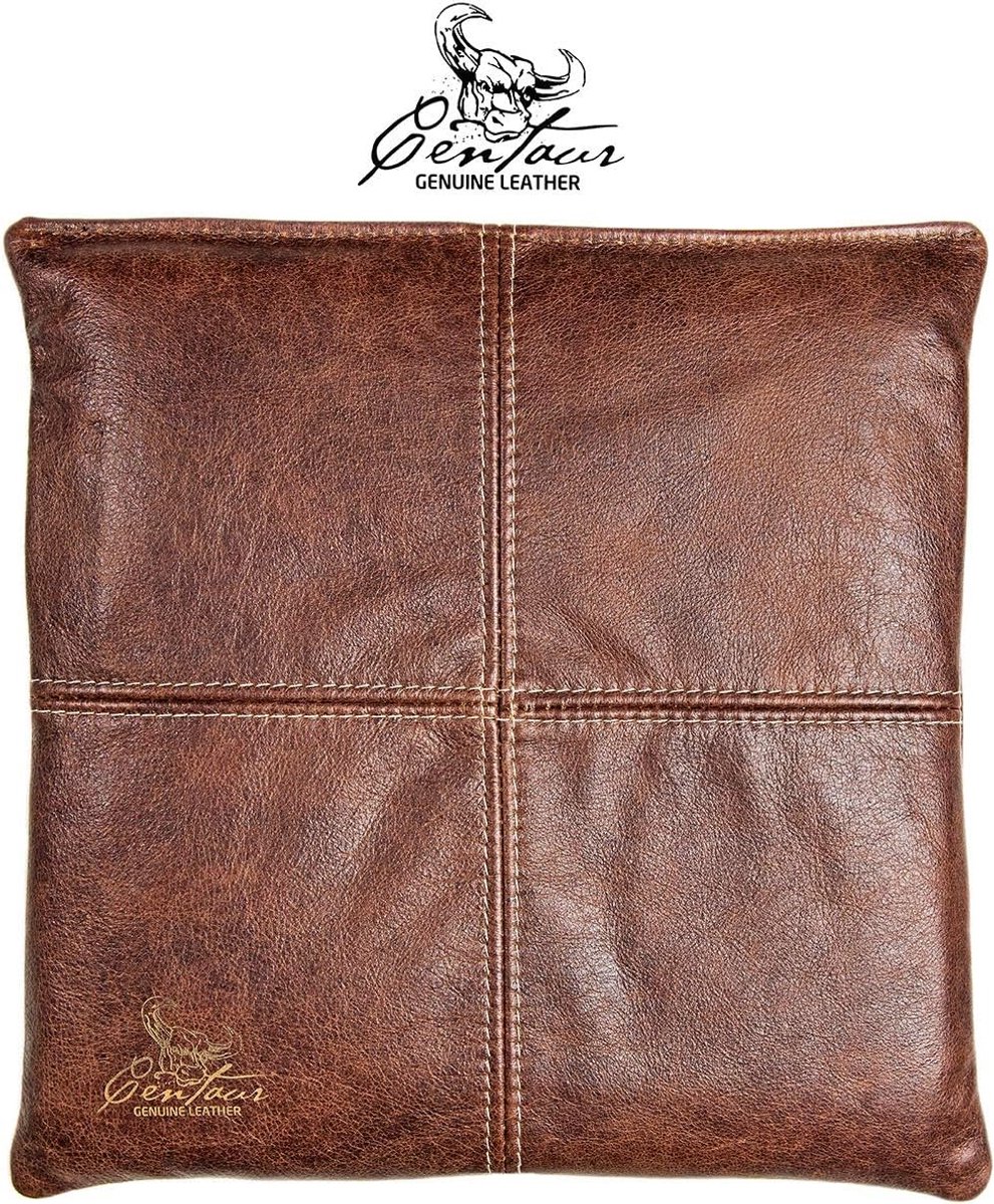 SnelShoppen - Luxe Zithoek Kussen 40 x 40cm Hazel Handgemaakt van Leer - Leer Kussen voor Sofa, Stoel Kussen, Bank Kussen - Elegante Bank Kussen Leerl