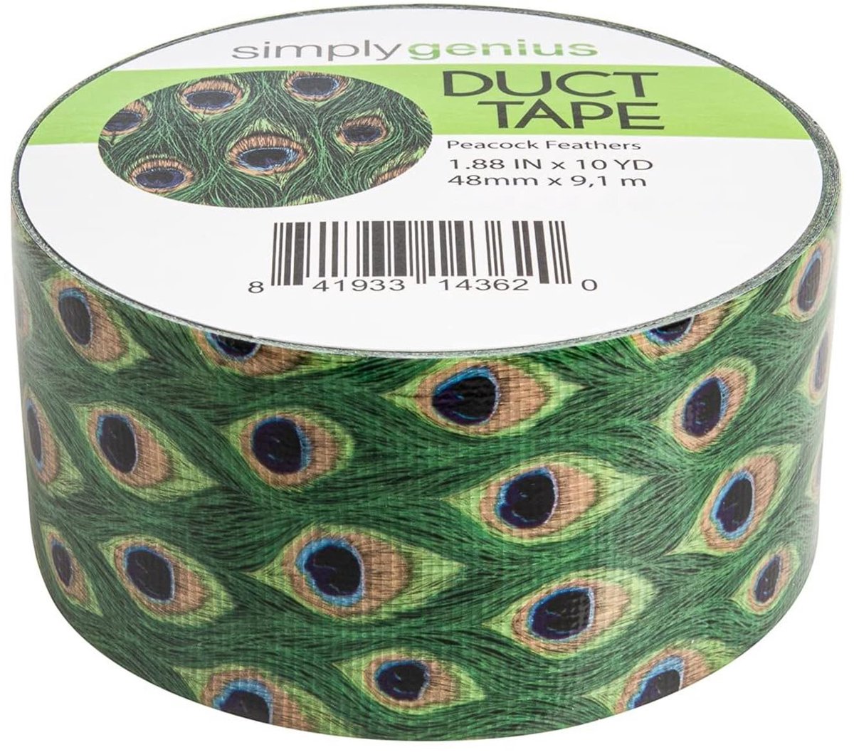 SnelShoppen - Geprinte Duct Tape Rol - Kleurige Plakband voor Creatieve Klussen - 1 Rol van 10 Meter - Prachtige Pauwenveren Ontwerp - Ideaal voor Kin