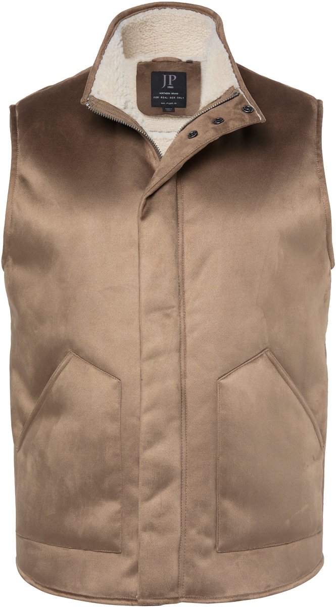 JP 1880 - Heren - Gilet velours teddyvoering tot 8XL - Beige - Maat XL