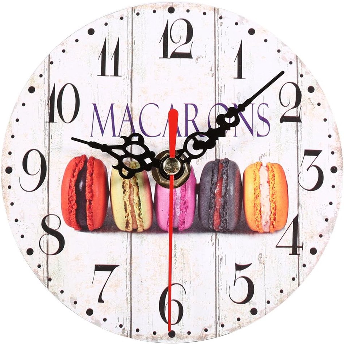 SnelShoppen - Houten Wandklok Rond Vintage Keuken Decoratie Europese Stijl Digitale Klok 12cm