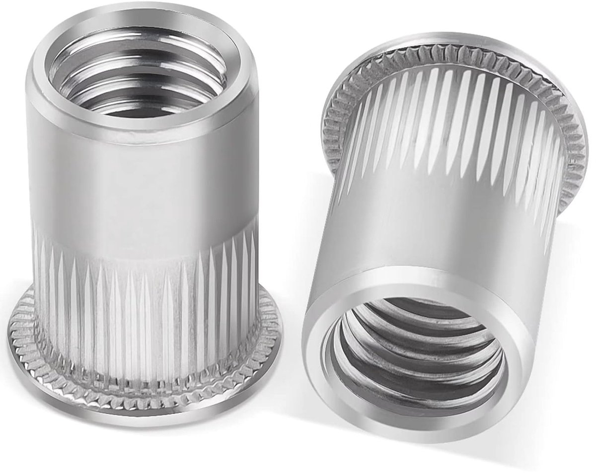 Klinkmoeren, 10 Stuks, M10, Roestvrij Staal, A2, V2A Schroefdraad, Ronde Platte Kop, Set voor Metalen Platen, Buizen
