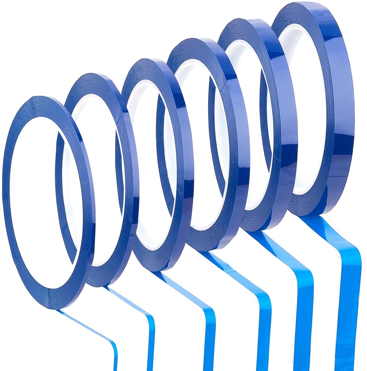 6 rollen blauwe vinyl maskeringstape, pinstripe tape fijne lijn tape, fineline maskeringstape schilderstape voor automotive auto autoverf bochten