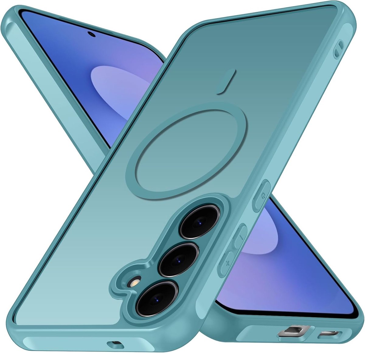 ivoler Magnetische Hoes voor Samsung Galaxy S25 FE 5G, [Vergeelt nooit] [Militaire Bescherming] Schokbestendige Krasbestendige Beschermhoes Telefoonhoes (blauwgroen)