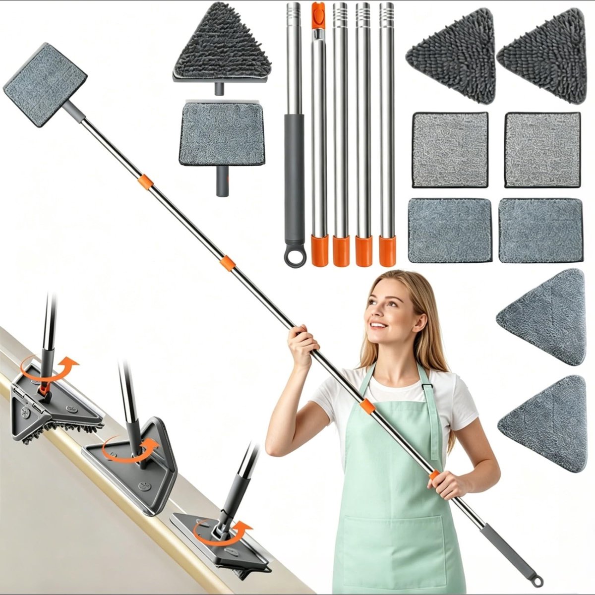Omgoods - Telescoopstang Raamreinigingsset 200 cm - Professionele Raamreiniger voor Hoge Ramen