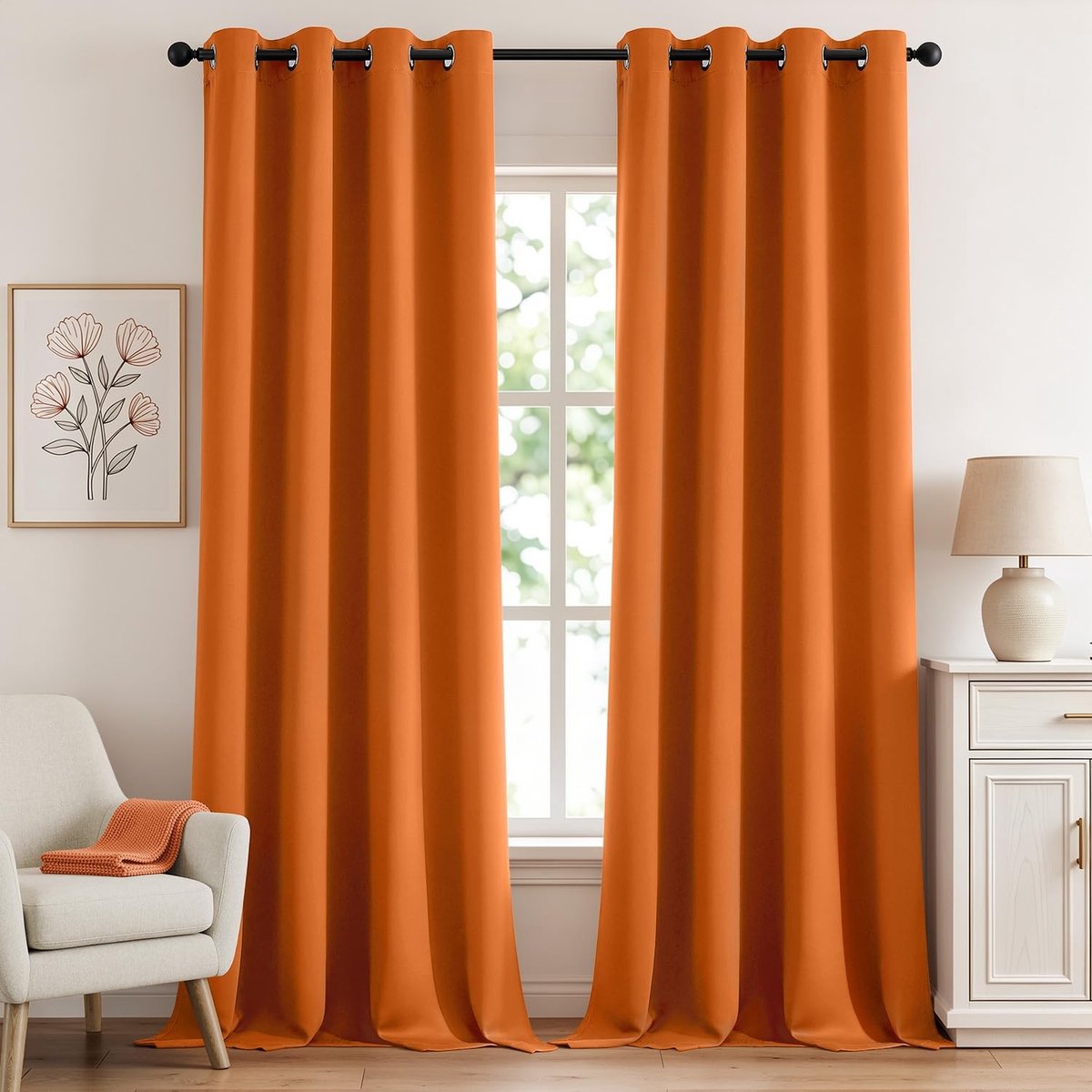 Omgoods - Thermisch Verduisteringsgordijn Oranje 140x245 cm - 2 Stuks