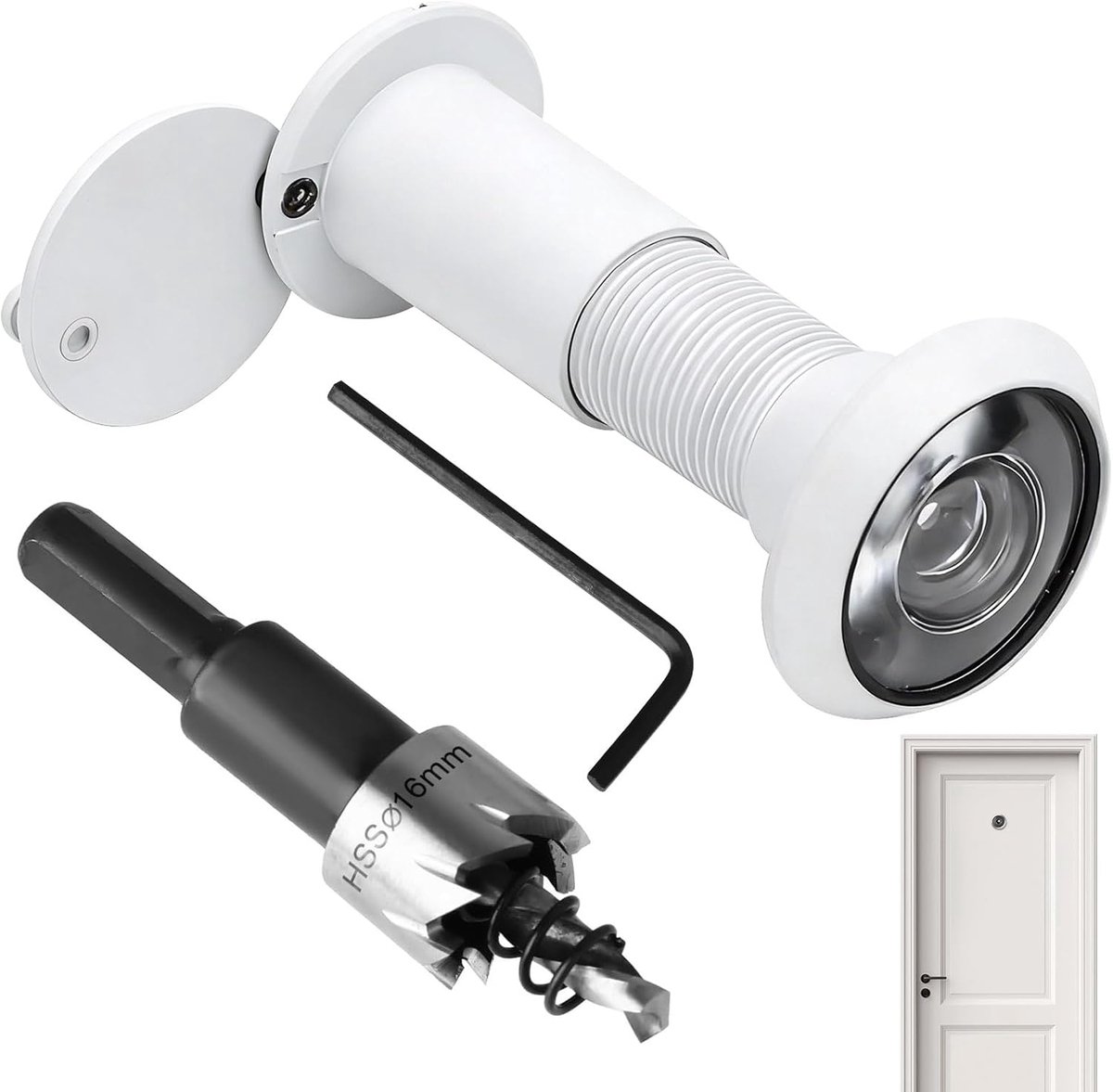 Deurspion Ø16 mm Magisch oog 200° groothoek messing deurspion gepantserde deur met deksel voor montage op deuren van 35-60 mm