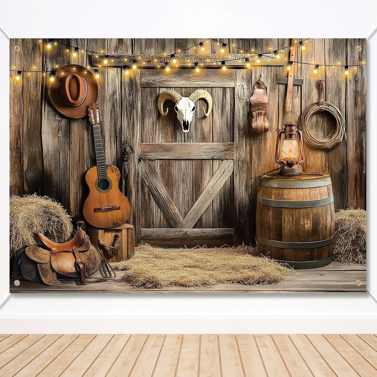 Cowboy Achtergrond, 210x150cm Wild West Feestdecoraties Rustieke Huis Schuur Achtergrond Rodeo Decor Banner Western Thema Fotografie Rekwisieten voor Verjaardagsfeestbenodigdheden