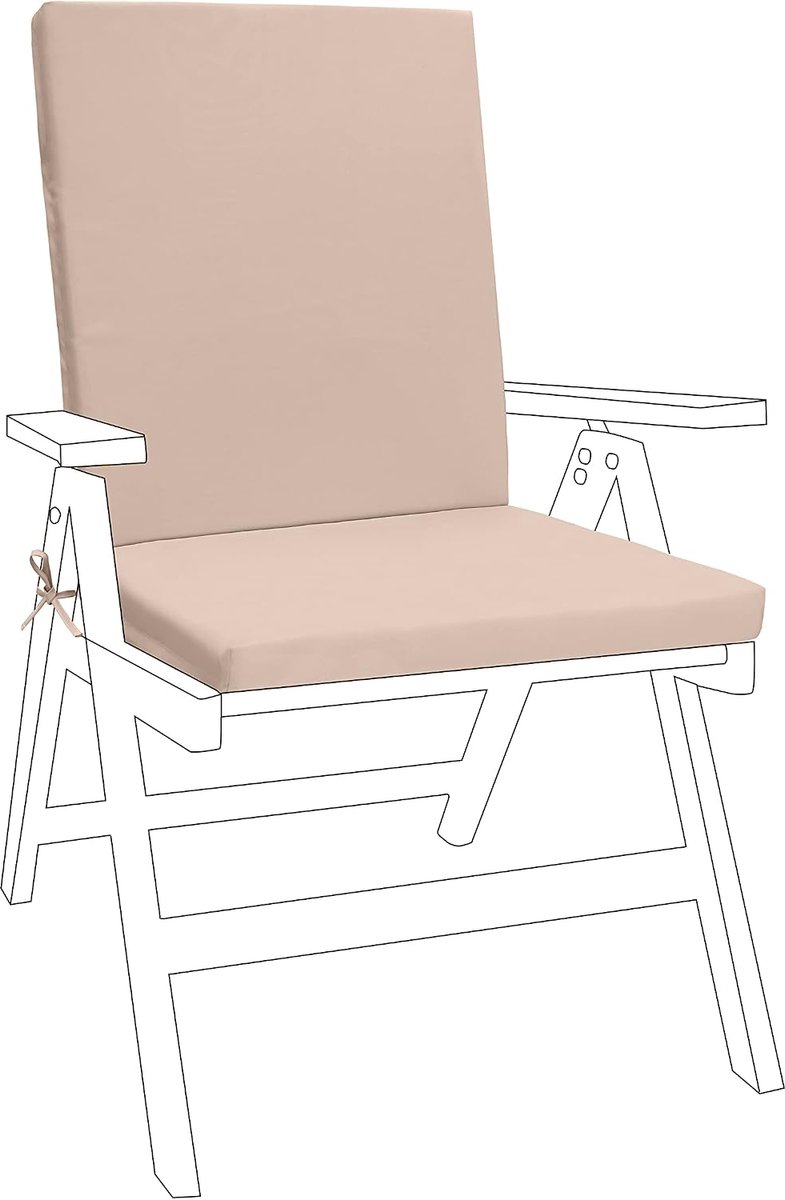 Highback stoelkussens | Outdoor waterbestendige tuinstoelkussens met rugleuning | Zachte en dikke zitkussens met veilige banden | Duurzame terrasmeubelkussens (1 stuk, steen)