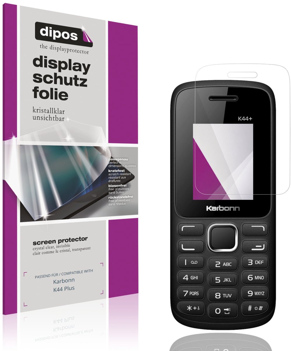 dipos – 4x Beschermfolie geschikt voor Karbonn K44 Plus | Krasbestendige & heldere Screenprotector Ultra-Thin