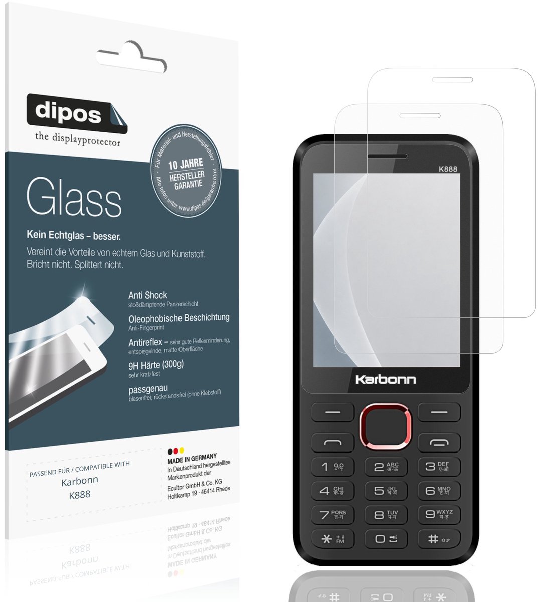 dipos – 2x Matte Pantserfolie geschikt voor Karbonn K888 | 9H Screenprotector