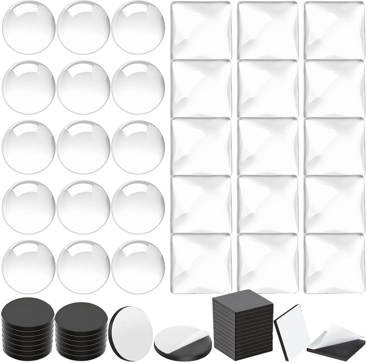 Omgoods - Pack van 60 DIY Foto Magneten - Transparante Glazen Magneten voor Creatieve Projecten