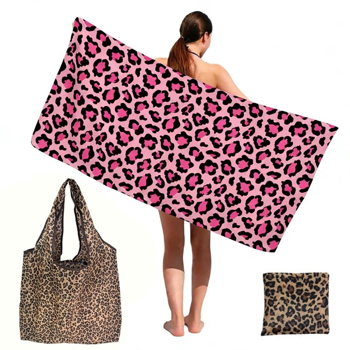 Omgoods - Sneldrogende Strandhanddoek met Luipaardprint