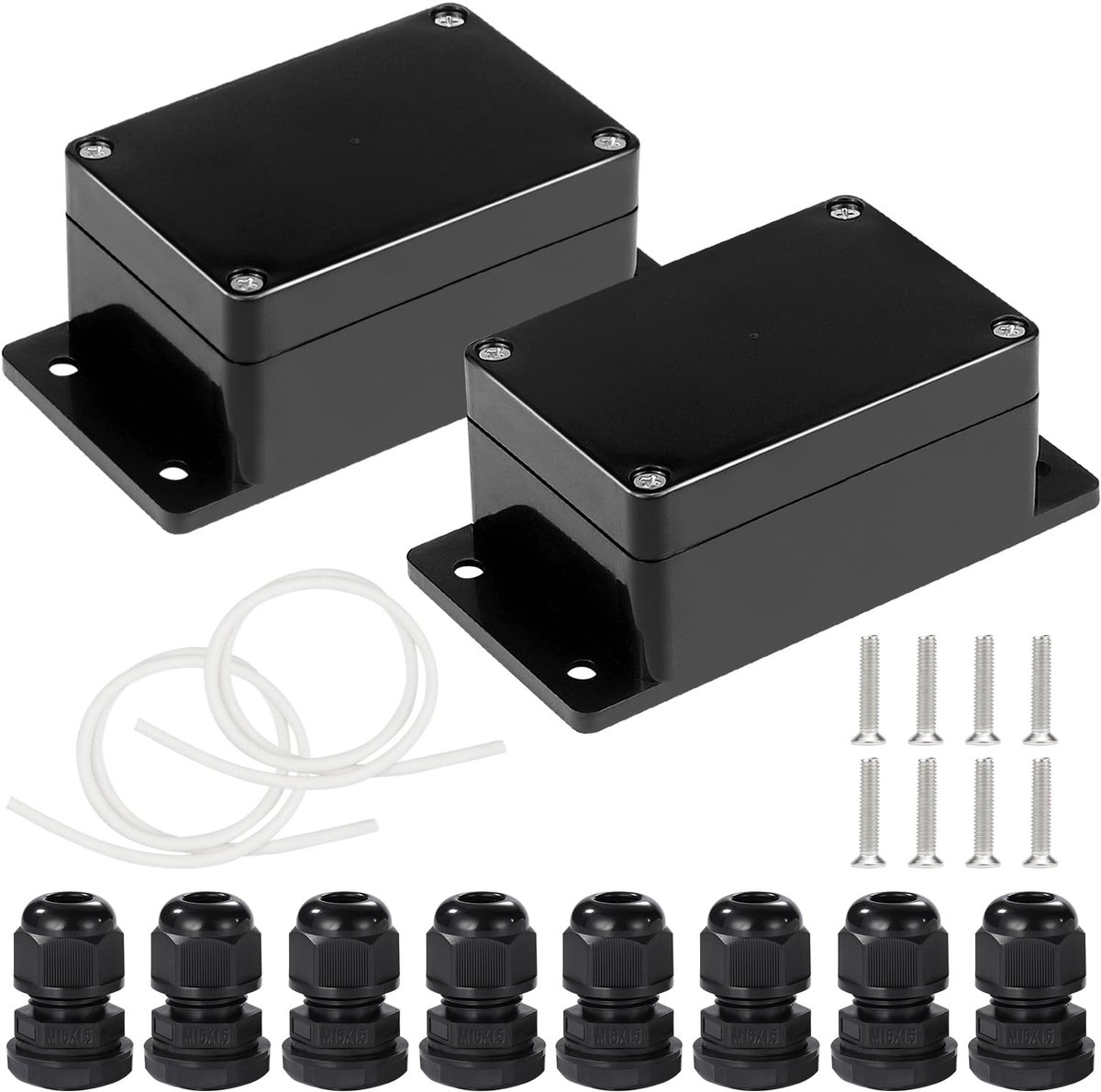 IP65 waterdicht, 2 stuks, aansluitdoos, 100 x 68 x 50 mm, opbouw, verdeeldoos, ABS, lege behuizing, kunststof, klein, voor vochtige ruimtes, elektrische box