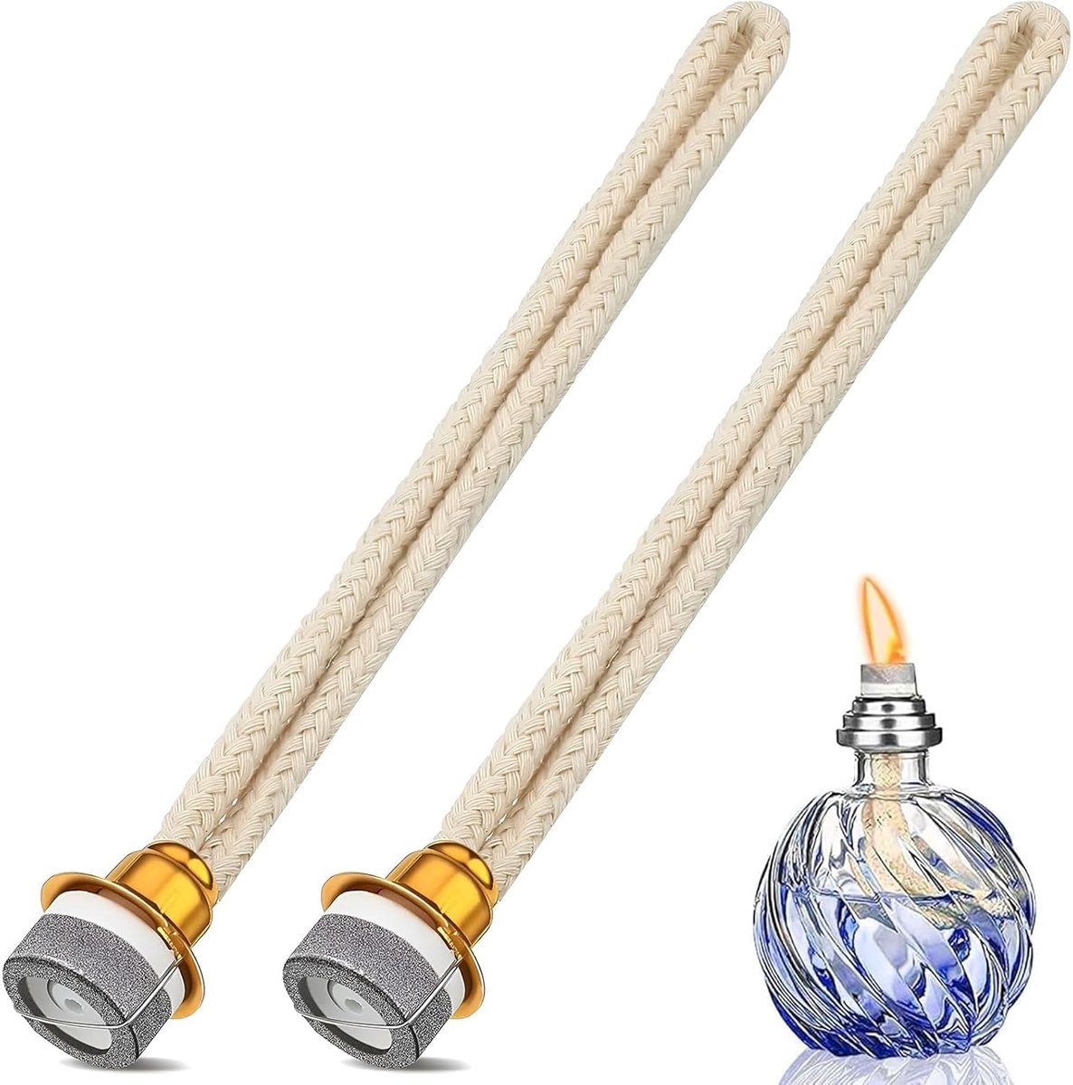 vcsjw 2 stuks lont voor Berger-lamp, geurlamp lont met katalytische brander, katalytische brander en aromatherapie-diffuser voor het verbeteren van de lucht in de kamer, voor aromatherapie (zilver)