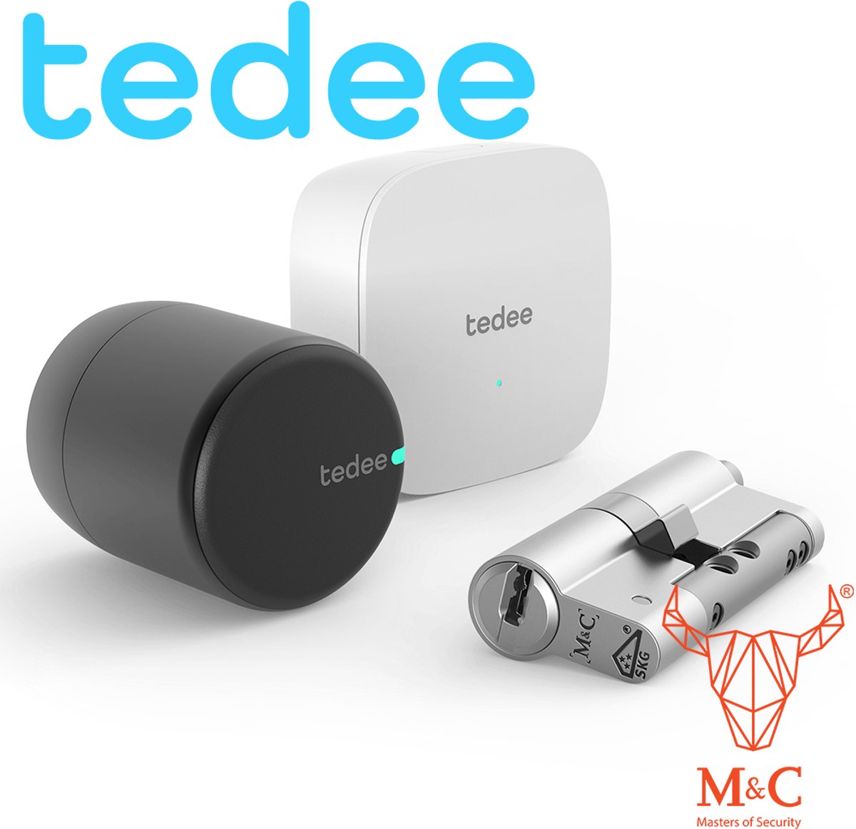 Tedee PRO complete set zwart | inclusief SKG3 modulaire cilinder & Wifi bridge | koppel met smart home | bedien op afstand | cilinder op maat maken (zie beschrijving) | auto-lock, auto-unlock | geef digitale sleutels uit | EURO cilinder 3 sleutels