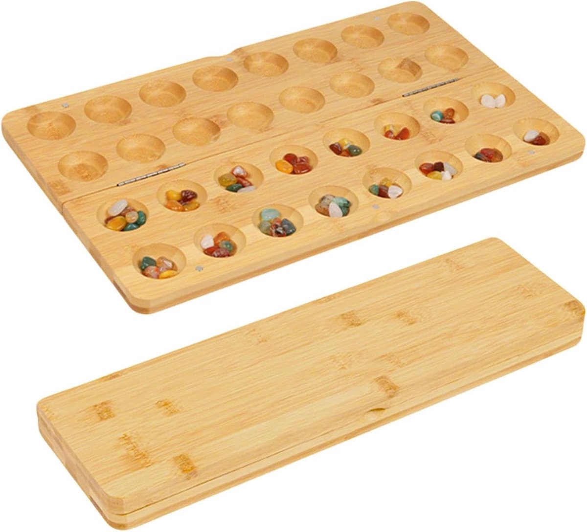 Bordspel strategietafel houten kiezelstenen natuursteen verdikte bordspellen met 65 stenen Mancala-spellen spel strategische intelligentie voor kinderen volwassenen gezinnen