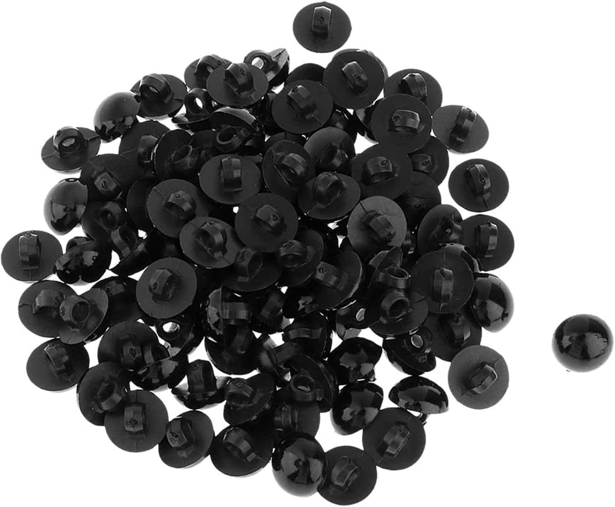 100 stuks paddenstoelknop gebogen naaien als ogen dierenogen pop DIY handwerk knutselen vaardigheid zwart - 12 mm