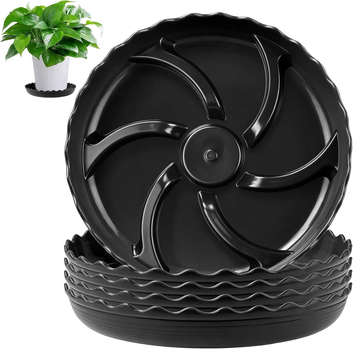 5 stuks onderzetters bloempot 16 cm rond zwart bloempot plantenpot onderzetters kunststof versterkte onderzetters bloempotonderzetters planten met goot voor binnen en buiten planten bloemen