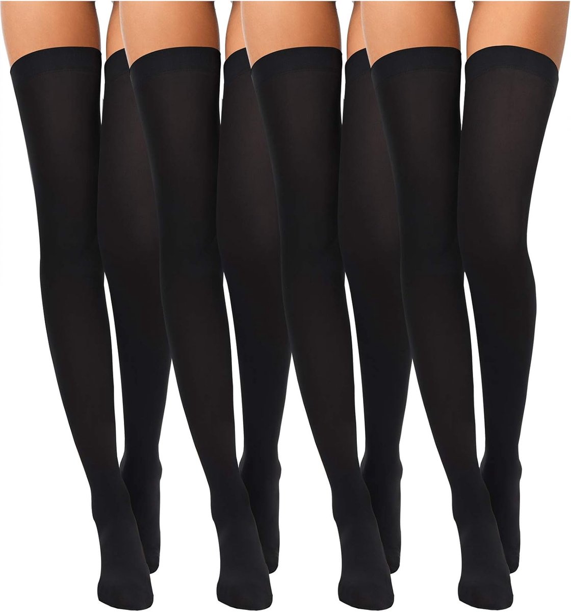 4 paar zijden dijkousen voor dames, nylon sokken voor dames, Halloween, cosplay, kostuum, feestaccessoire, Zwart, Medium
