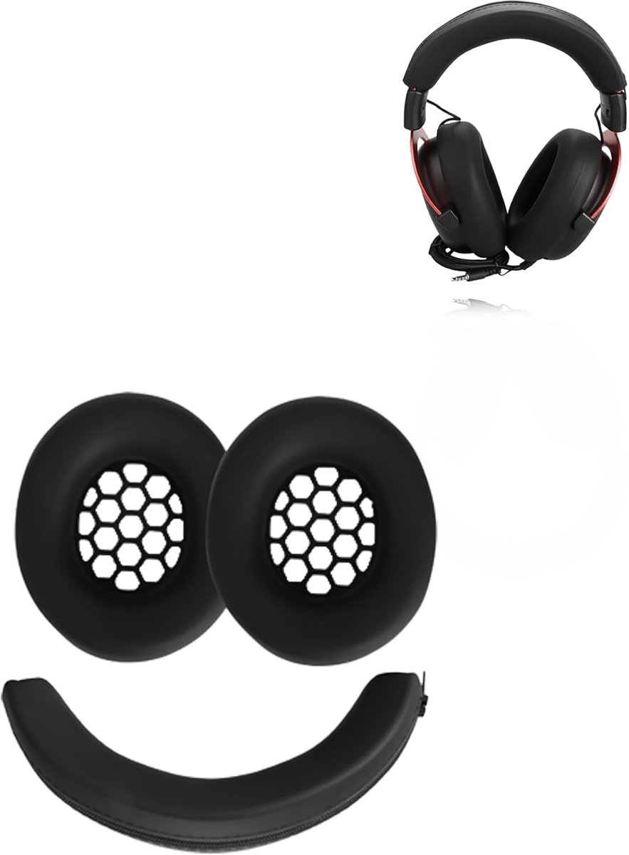 SnelShoppen - HyperX Cloud II Hoofdtelefoon Case, Earpads en Hoofdband Cover Set, 2-in-1 Bescherming, Drupbestendig, Zweetproof, Zwart