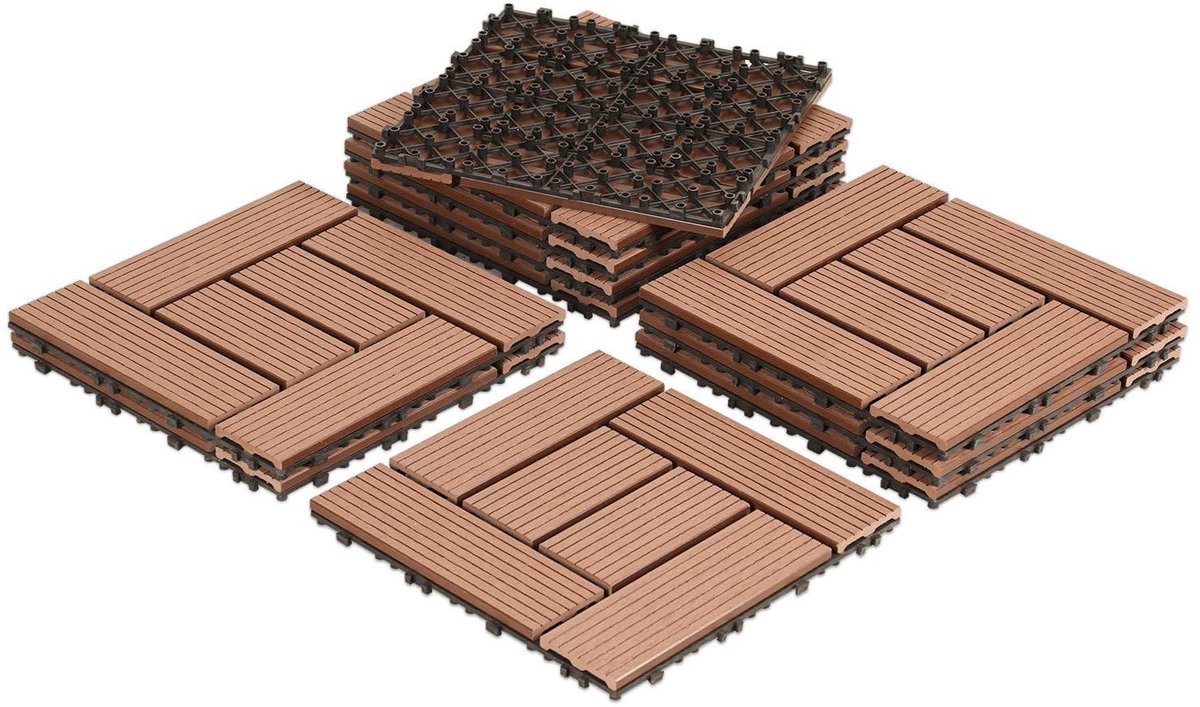 WPC Terrastegels - Balkontegels Tuintegels - Buiten Vloer Creëren - Kliksysteem Zonder Gereedschap - 30 x 30 cm 4 m²