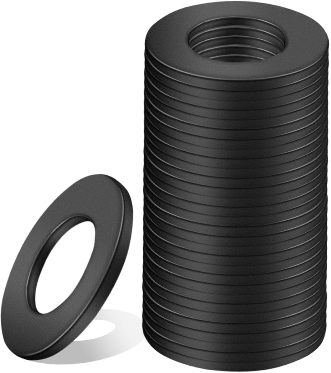 Ringen M10 x 20 mm platte sluitringen zwart afstandsringen
