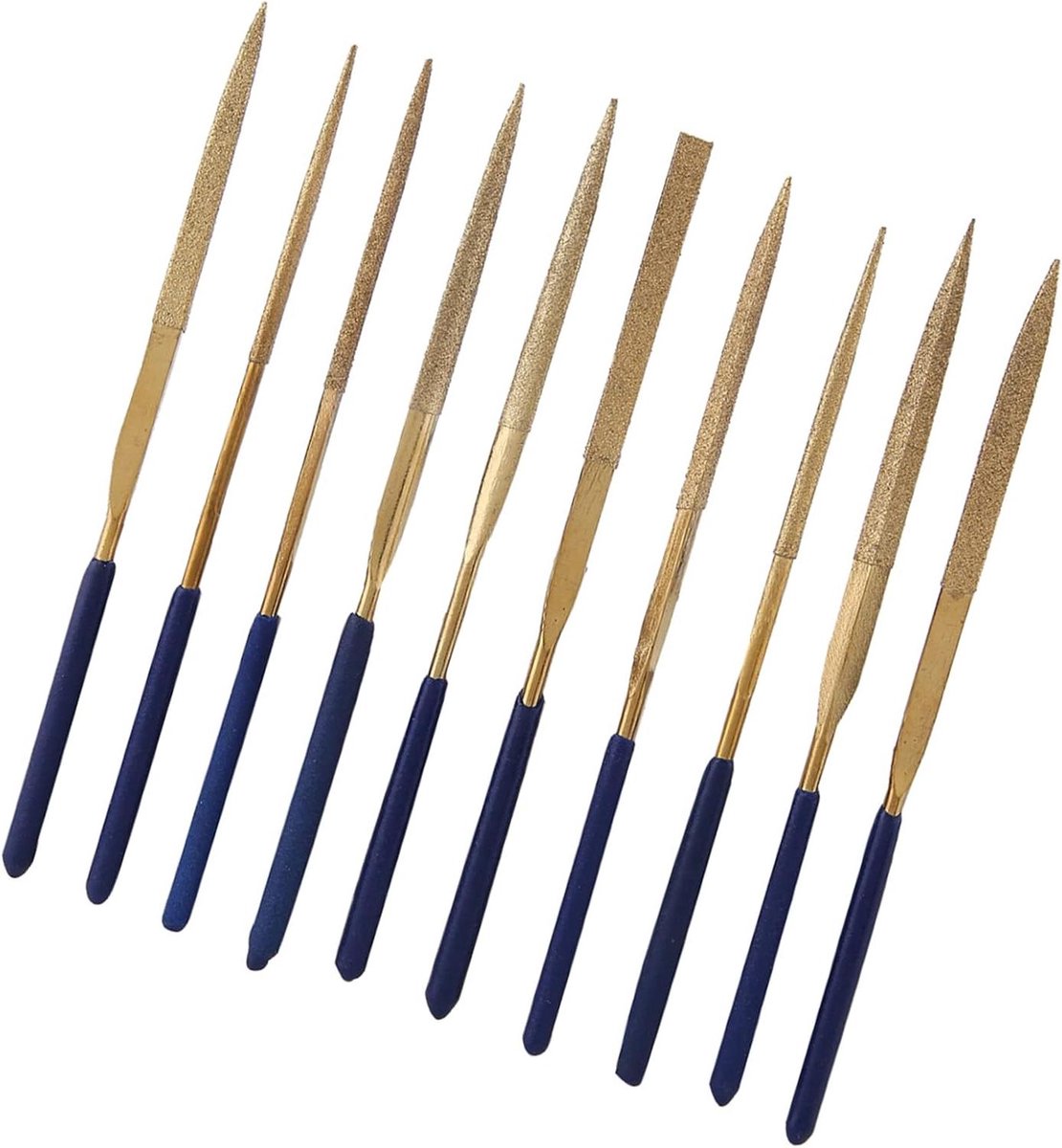 Vijlenset - Naaldvijlen Diamantvijlen - Sieraden Maken - Hoge Dichtheid Amaril - 10 stuks - Blauw Goud